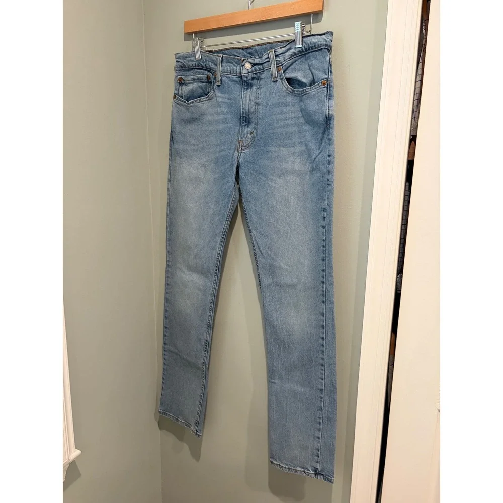 Levis 511 Slim Fit Jeans Mens 34x34 Light Wash Blue Denim 04511-1507